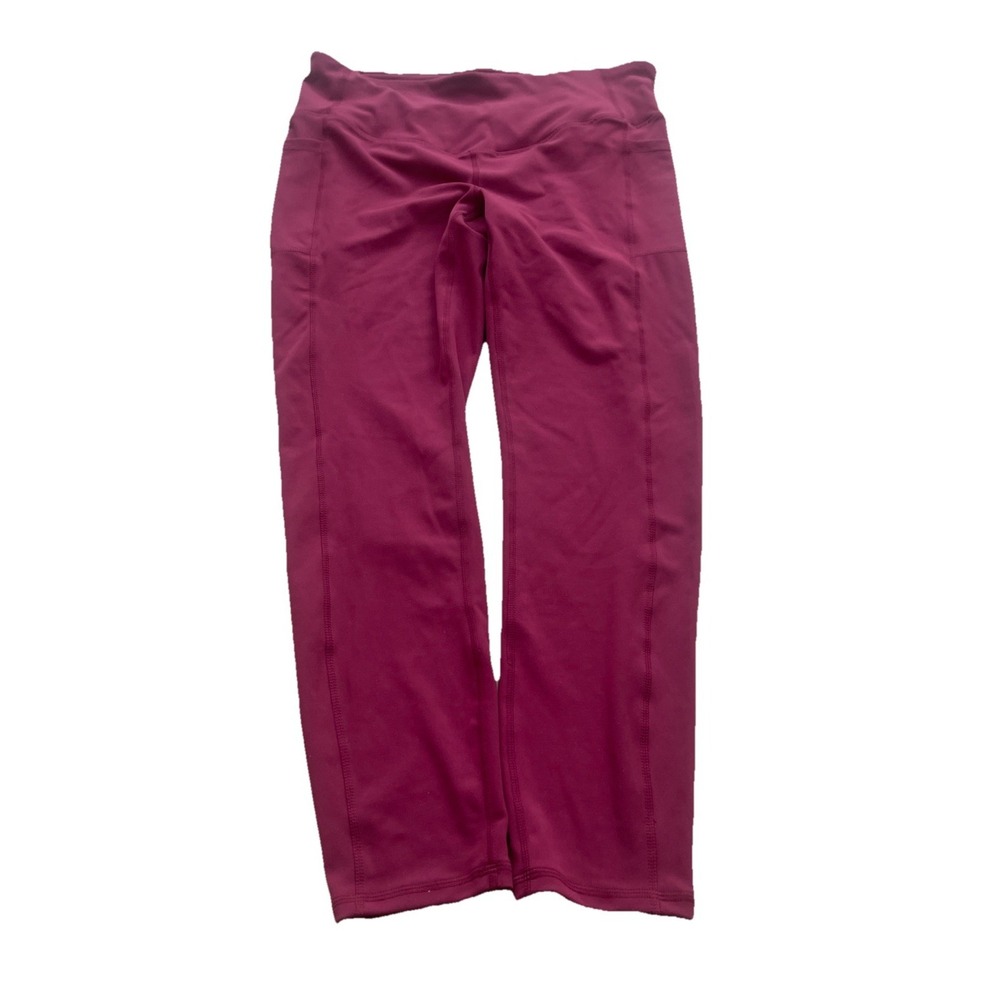 Gaiam Women's Yoga Leggings Pants Pockets Burgundy Capri Compression Size Medium